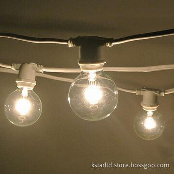 100ft White Commercial C9 String Light with G40 Clear Bulbs